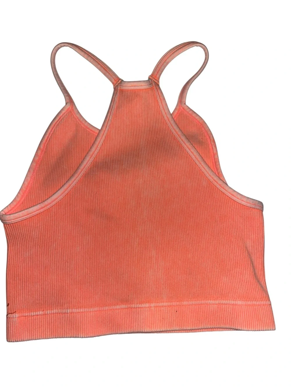 Zenana Outfitters 1x/2x Neon Coral Ribbed Racerback Crop Tank